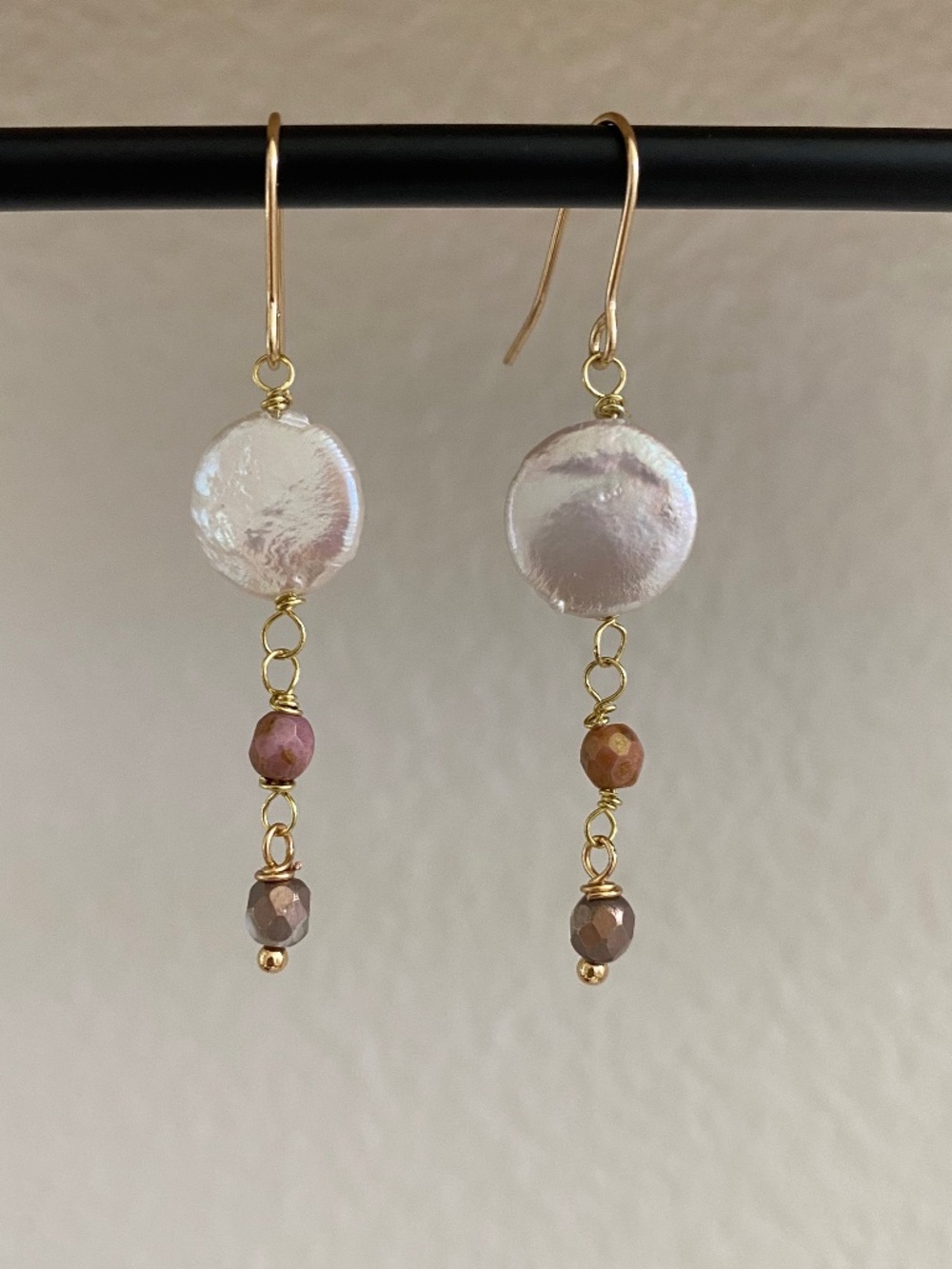 Handmade Coin Pearl Earrings